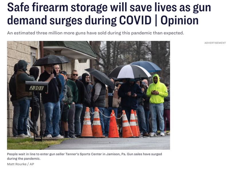 The Philadelphia Inquirer - Dec. 7th, 2020  |  Safe firearm storage will save lives as gun demand surges during COVID | Opinion.